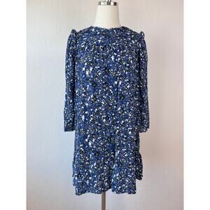 Zara Blue Floral Easter Tunic Dress Ruffle size XS